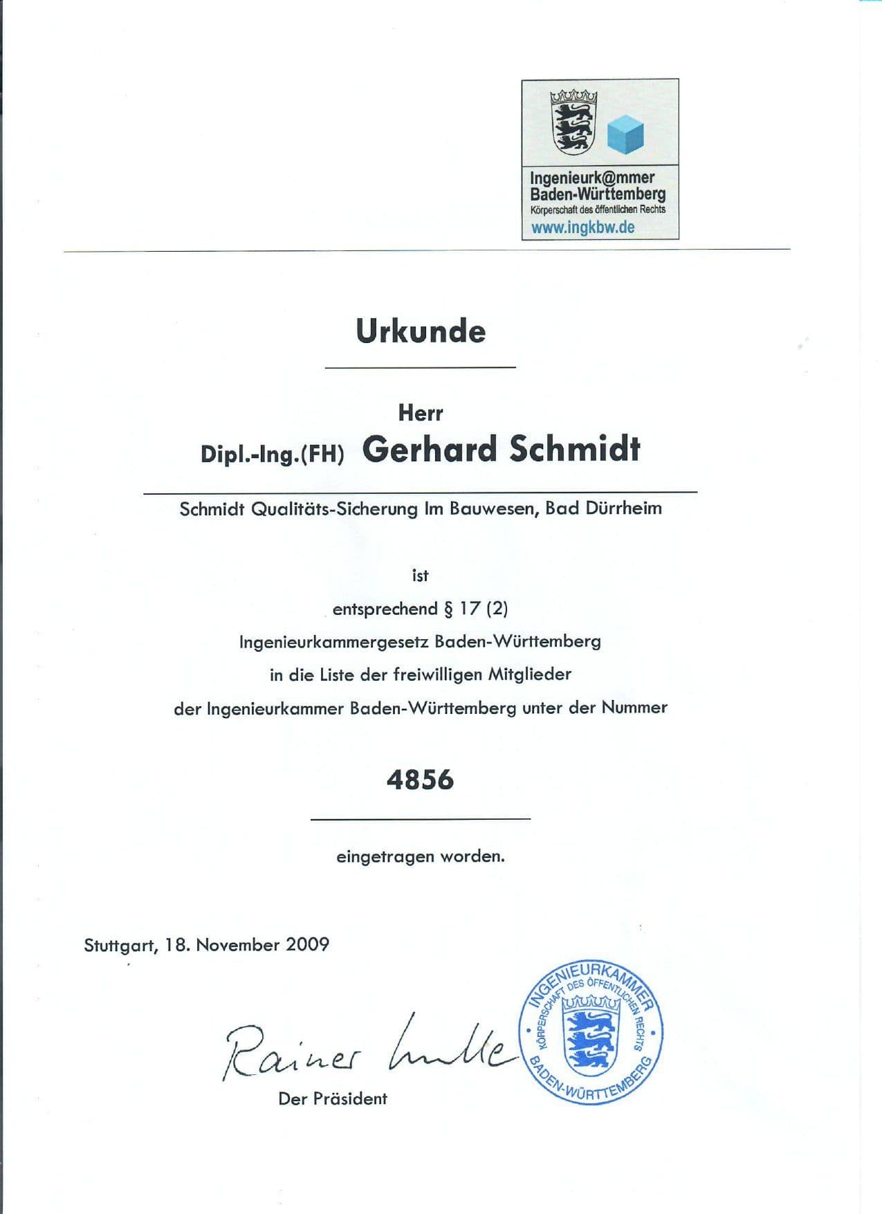 Ingenieurkammer BW Mitglied