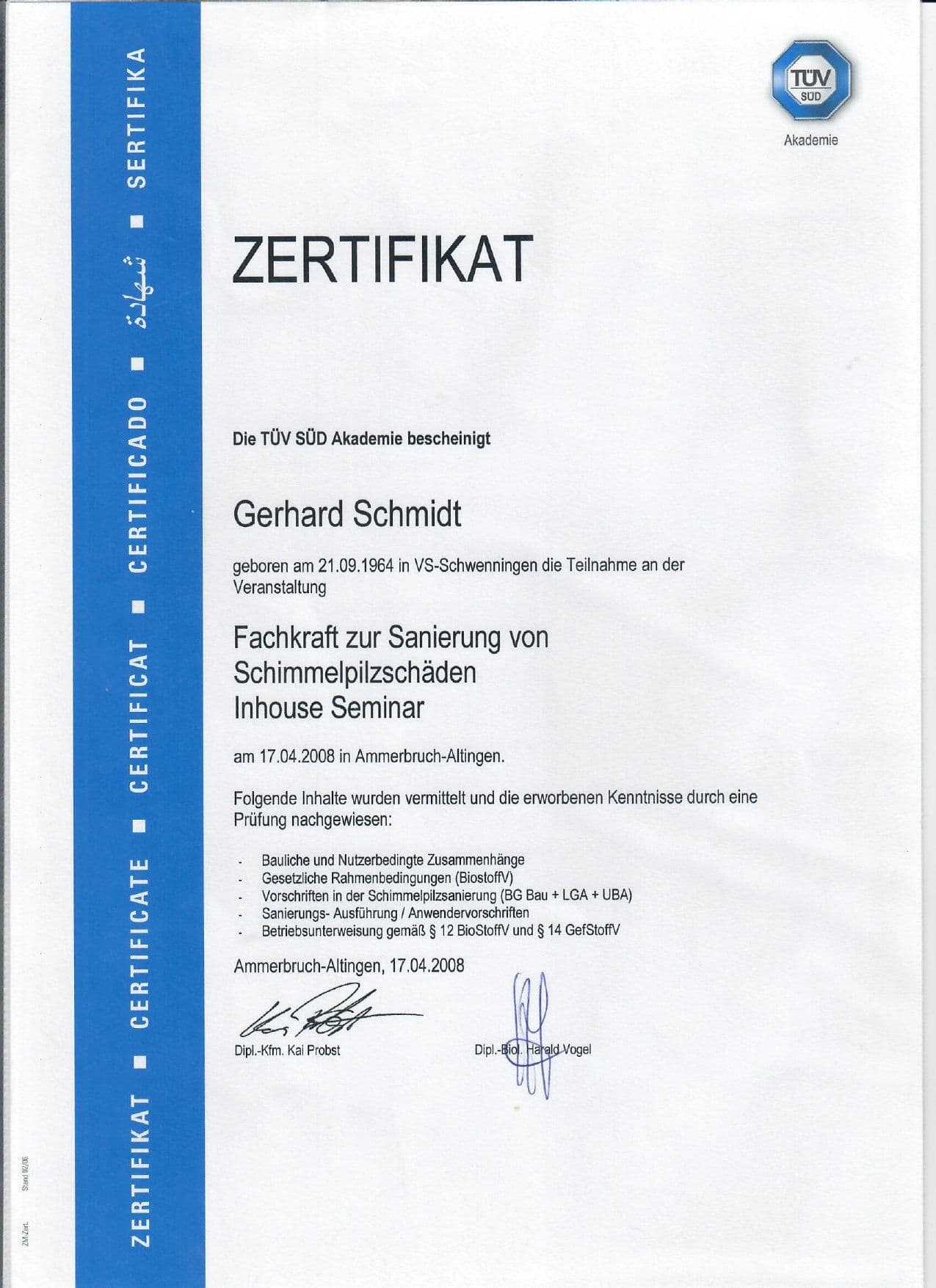 TUeV SUeD Schimmelpilzsanierung